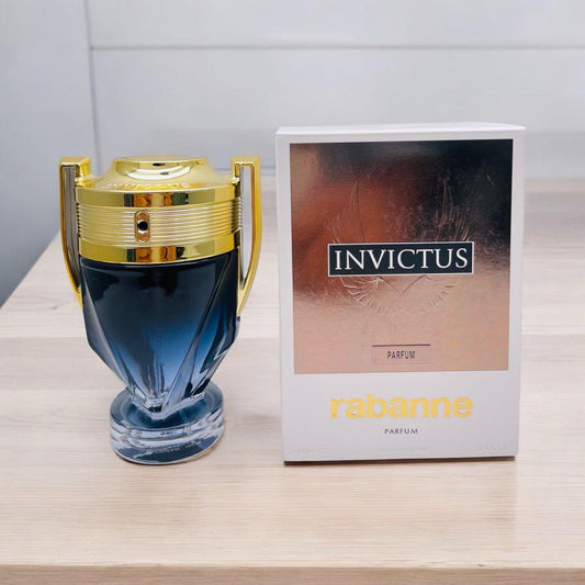 Rabanne Invictus Parfum, Trophy Bottle Design, Blue and Gold, 100 ml, Premium Tester for Him